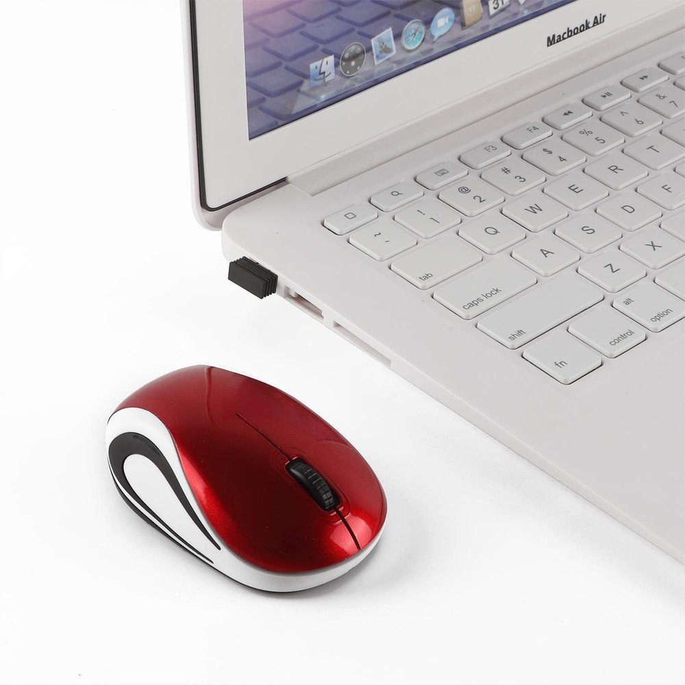 Usbkingdom Mini Small Wireless Mouse for Travel Optical Portable red
