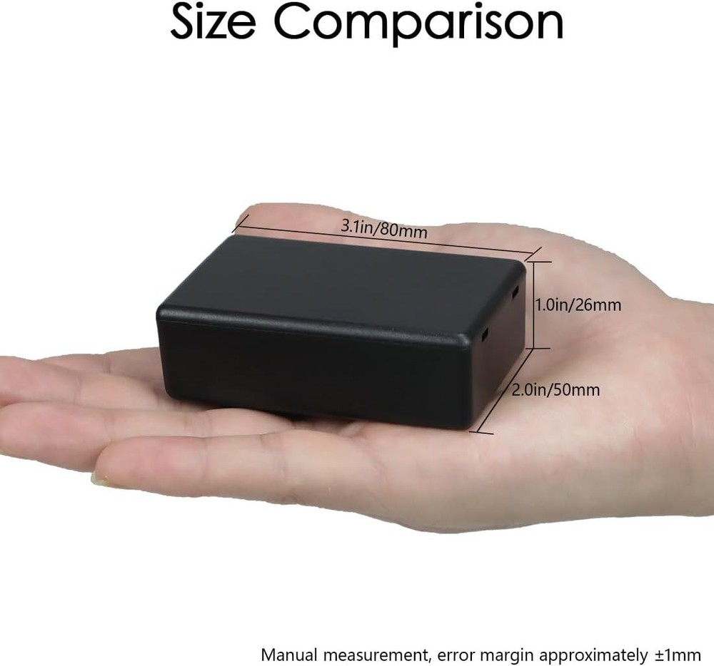 LeMotech 5 Pieces Plastic Project Boxes 3.1" x 2.0" x 1.0"(5pc), Black