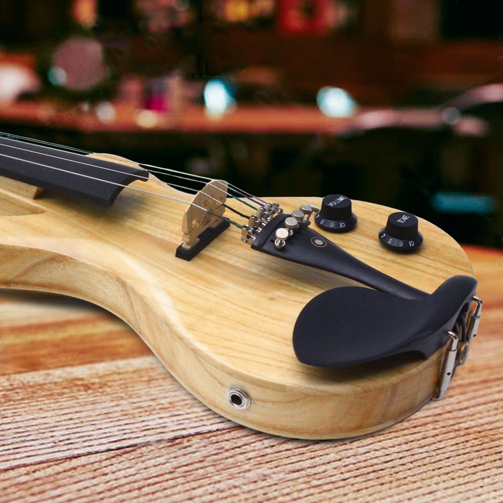 5 String 4/4 Electric Violin Large Jack Style Solid Wood with Case Shoulder Rest