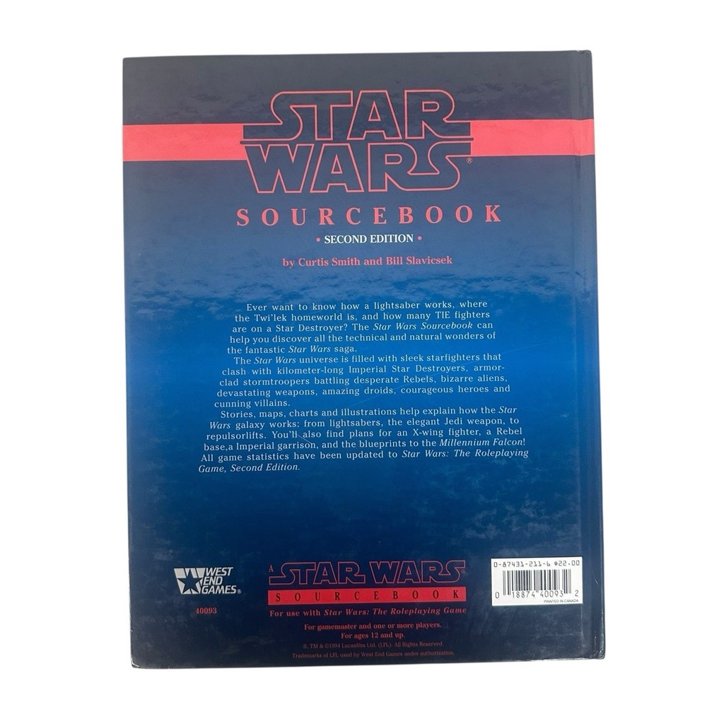 Star Wars Sourcebook Revised Second Edition West End Games Hardcover