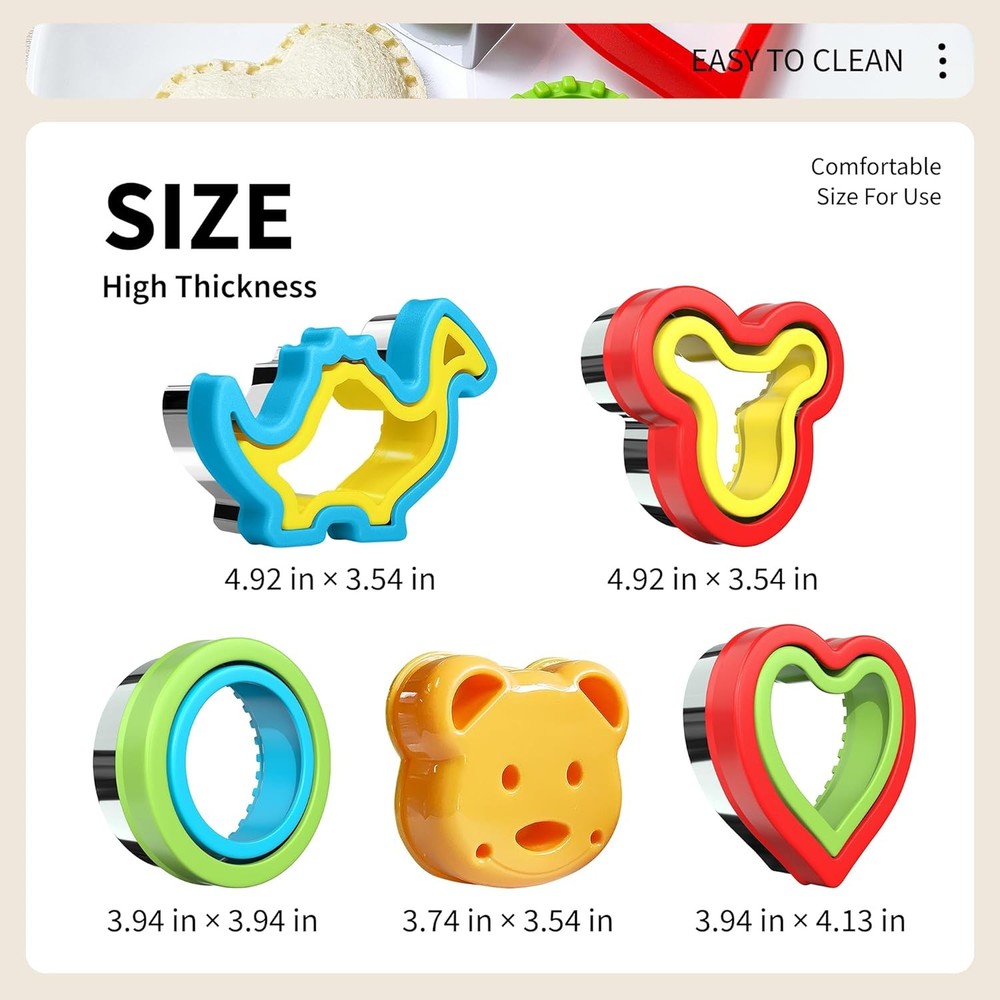 Sandwich Cutter Sealer 5pcs Uncrustable Maker for Lunchbox