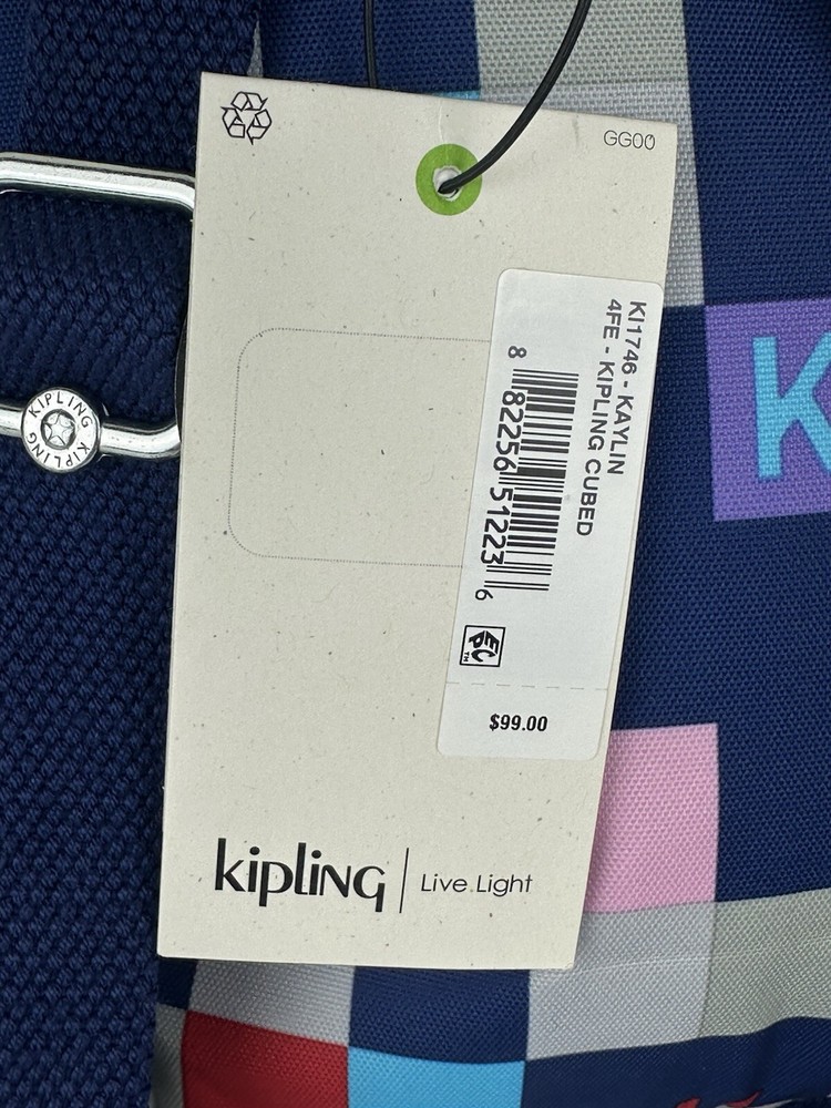 Kipling Kaylin Mini Backpack NWT Multicolor Kipling Cubed Monkey Charm
