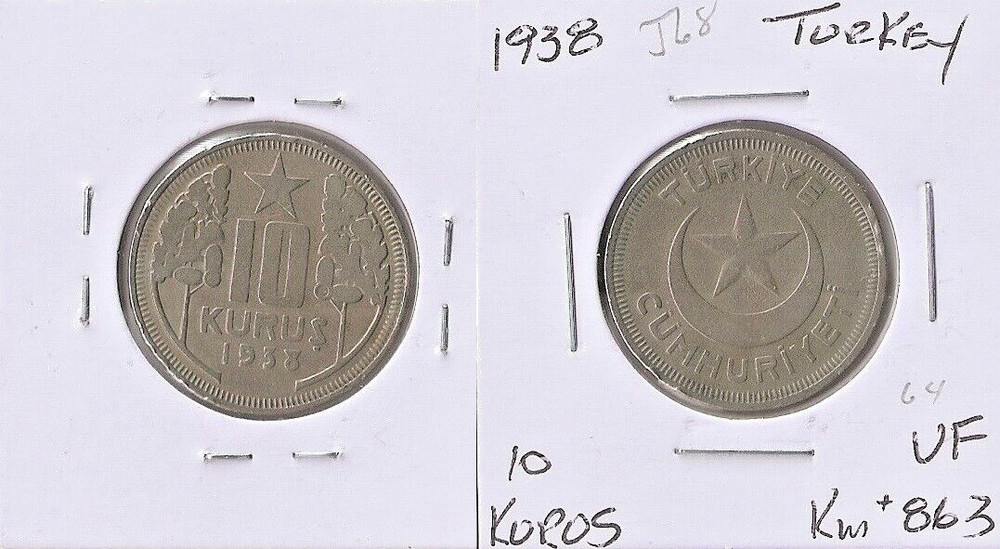 Turkey 10 KURUS 1938
