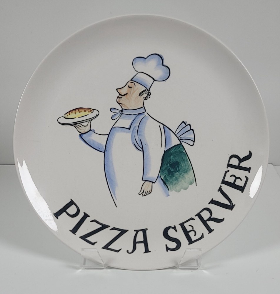 Pizza Server Plate With Pizza Chef 12” Made In Japan