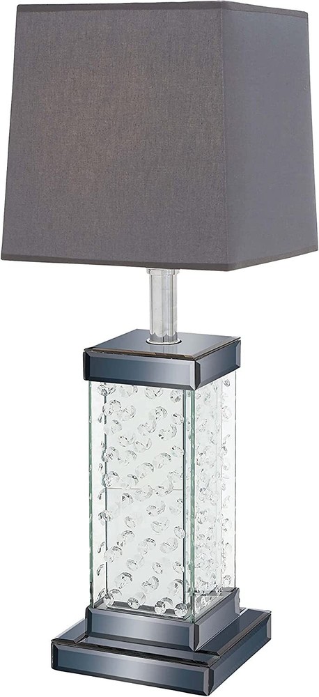 Modern Chic Glam Beveled Floating Crystals Glass Rectangular Table Lamp W/ Shade