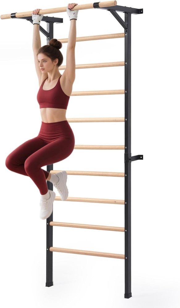 Solid Beechwood Stall Bar – Wall-Mounted Gymnastics Wall Ladder, Durable Beech W
