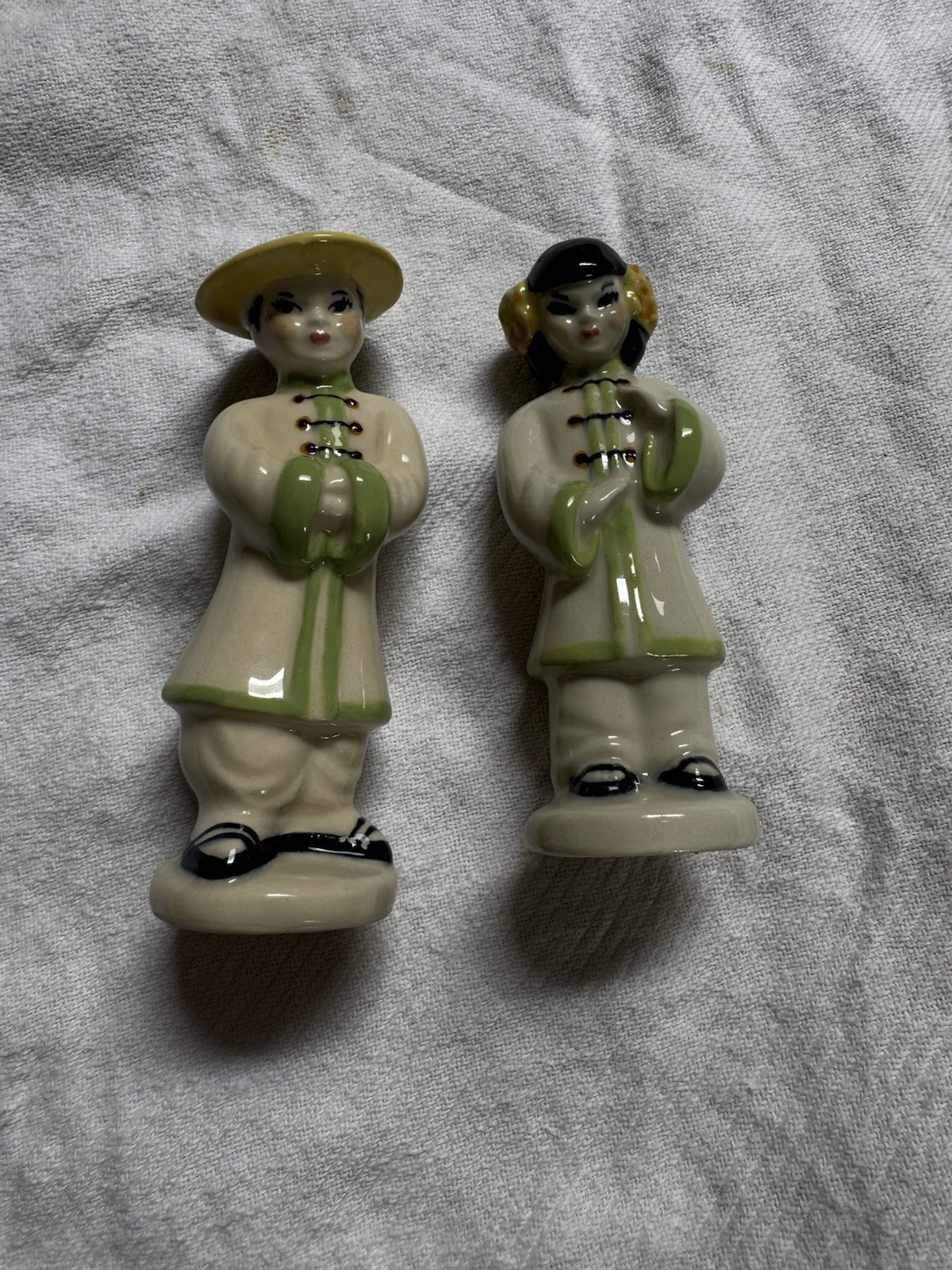 Ceramic Arts Studio Asian Couple Salt & Pepper Shaker Set - Madison WI 1940s-50s