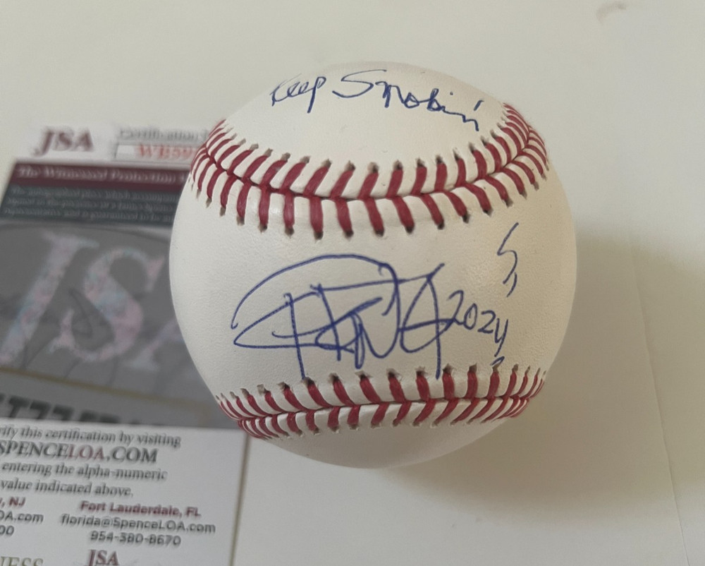 Tommy Chong signed OML Baseball with Keep Smokin JSA