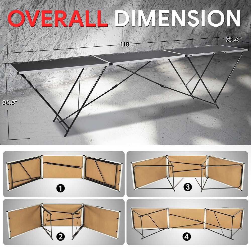 Portable Multi-Functional Measurable Folding Work Table Workbench w/ Handle