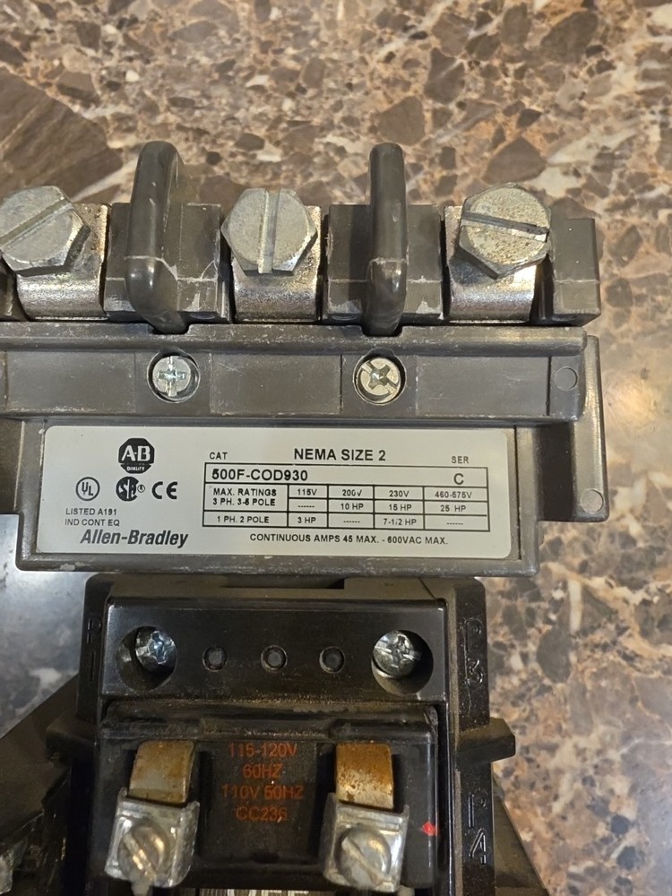 NEW ALLEN BRADLEY SIZE 2 STARTER 500F-COD930 592-B1HA OVERLOAD