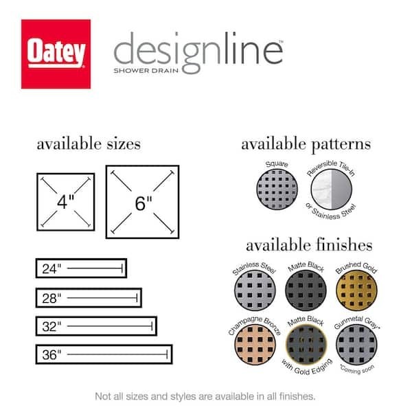 Oatey Designline 24 in Stainless Steel Linear Shower Drain Square Pattern