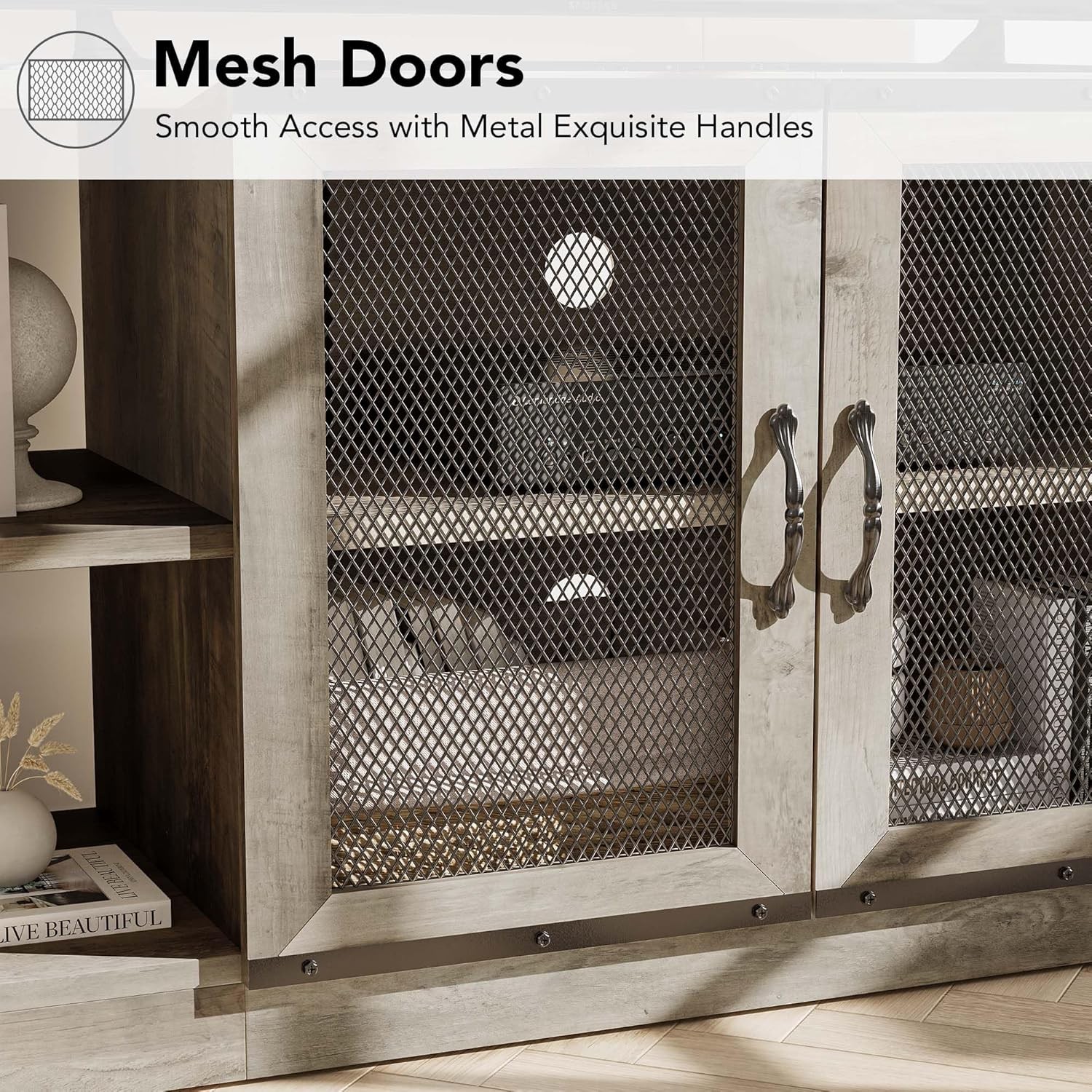 63'' Farmhouse TV Stand for 75'' TVs Entertainment Center w/ Storage Cabinet US