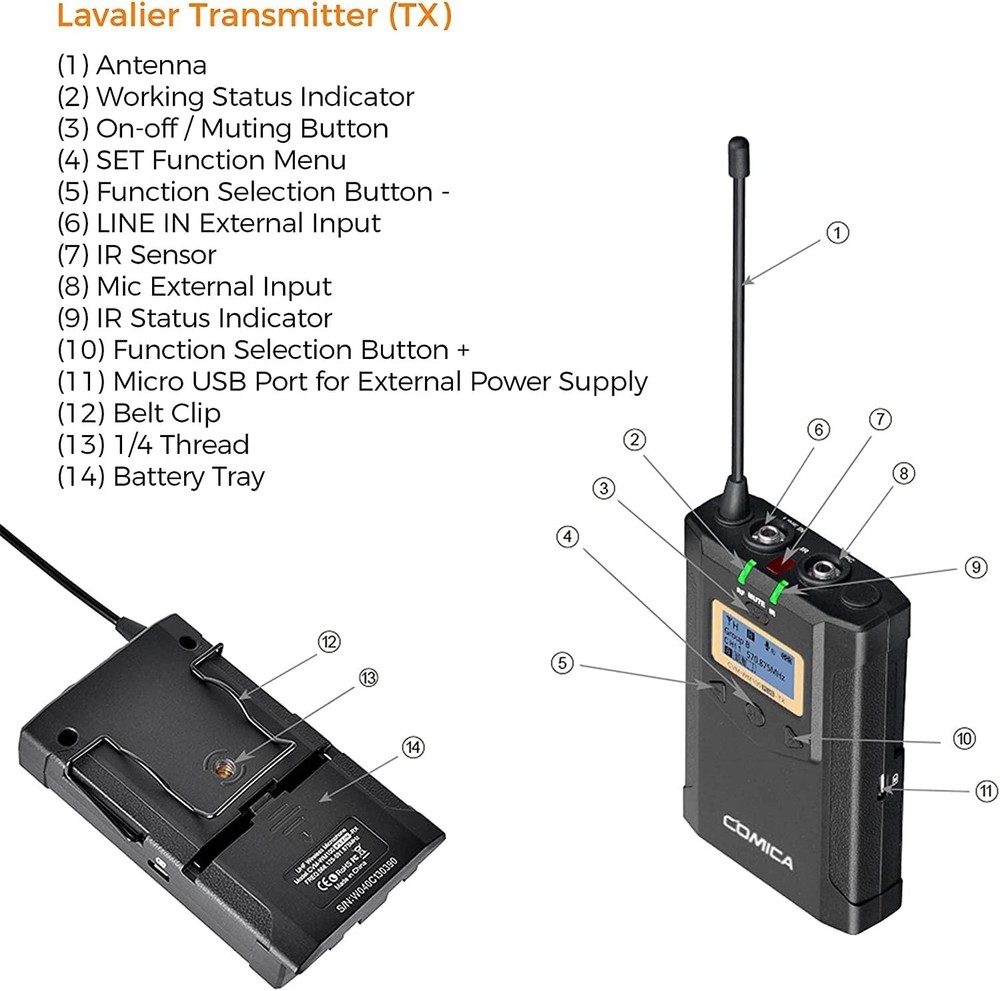 Comica CVM-WM100 Plus Professional UHF Wireless Microphone System