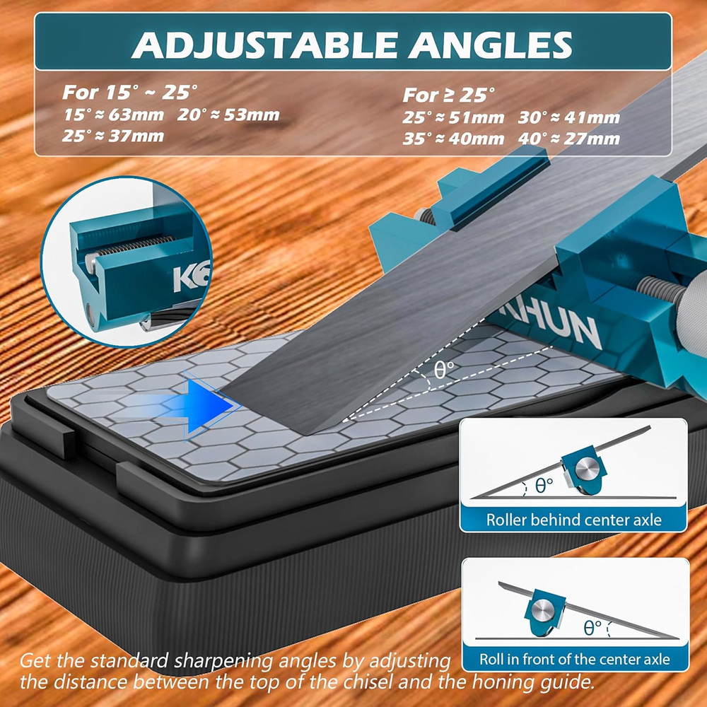 Chisel Honing Guide - Upgraded Sharpening Kit with Whetstone & Adjustable Jig fo