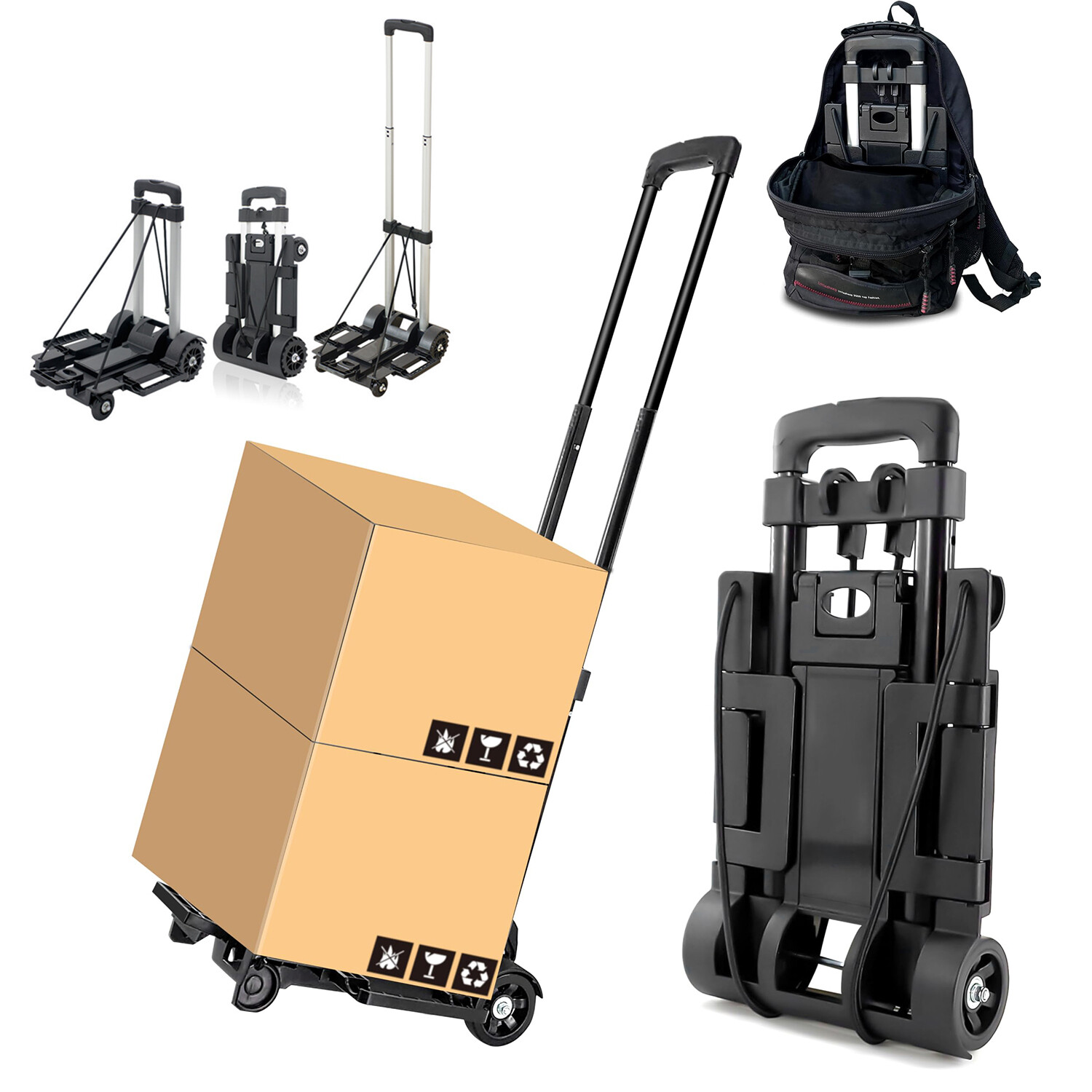 Small Folding Hand Truck Dolly Wheels Lightweight Aluminum Foldable Luggage Cart