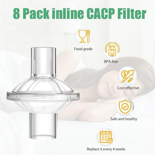 CPAP Filters 8 Pack Universal Fit Inline Filter for Cpap Machine...