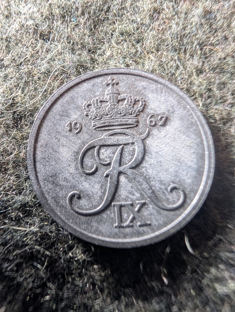 1967 Denmark 2 Ore Coin
