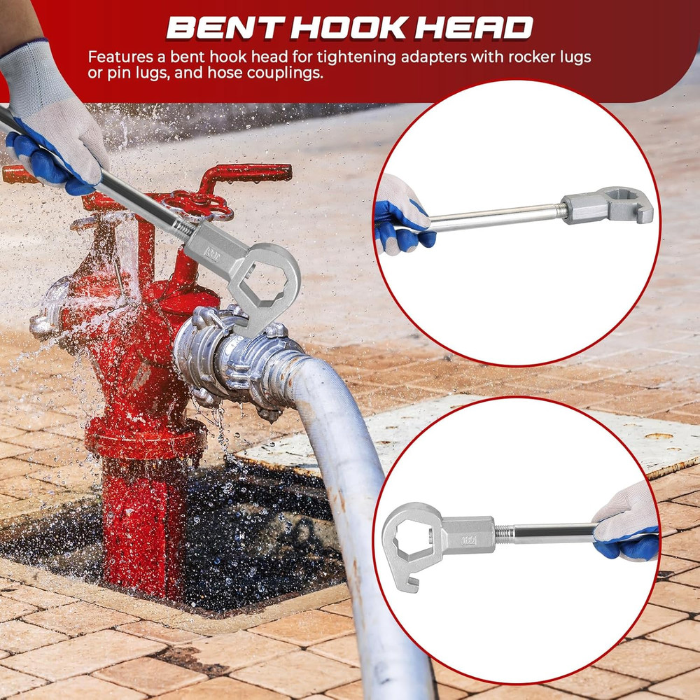 Fire Hydrant Wrench Tool, Adjustable Hydrant Spanner Fits 1-1/2" to 6" Nut Sizes
