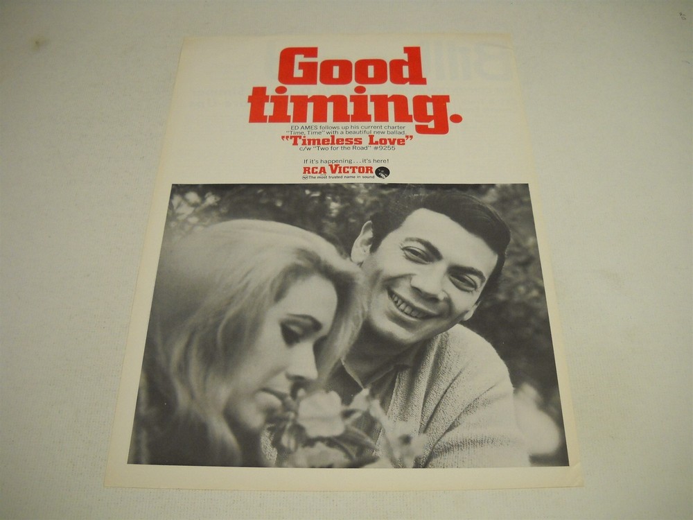 ED AMES has Good Timing with TIMELESS LOVE original 1967 Promo Display Ad