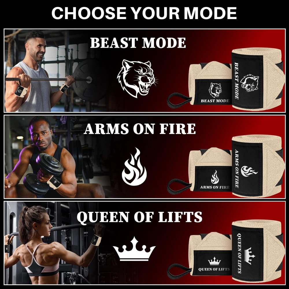 Weightlifting Wrist Wraps with Thumb Loop HeavyDuty Support for Powerlifting