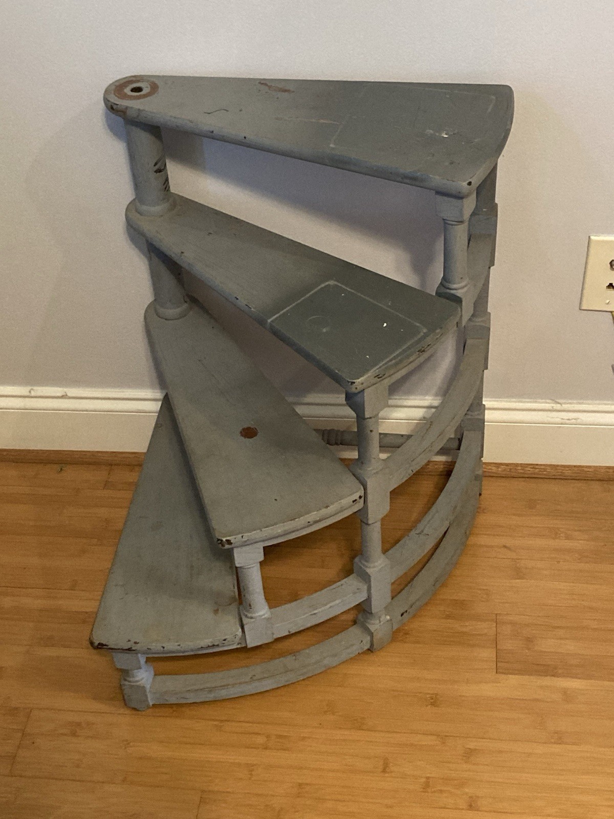 Vintage Wooden Library Spiral Case, Mid Century Modern Book stairs Made In Italy