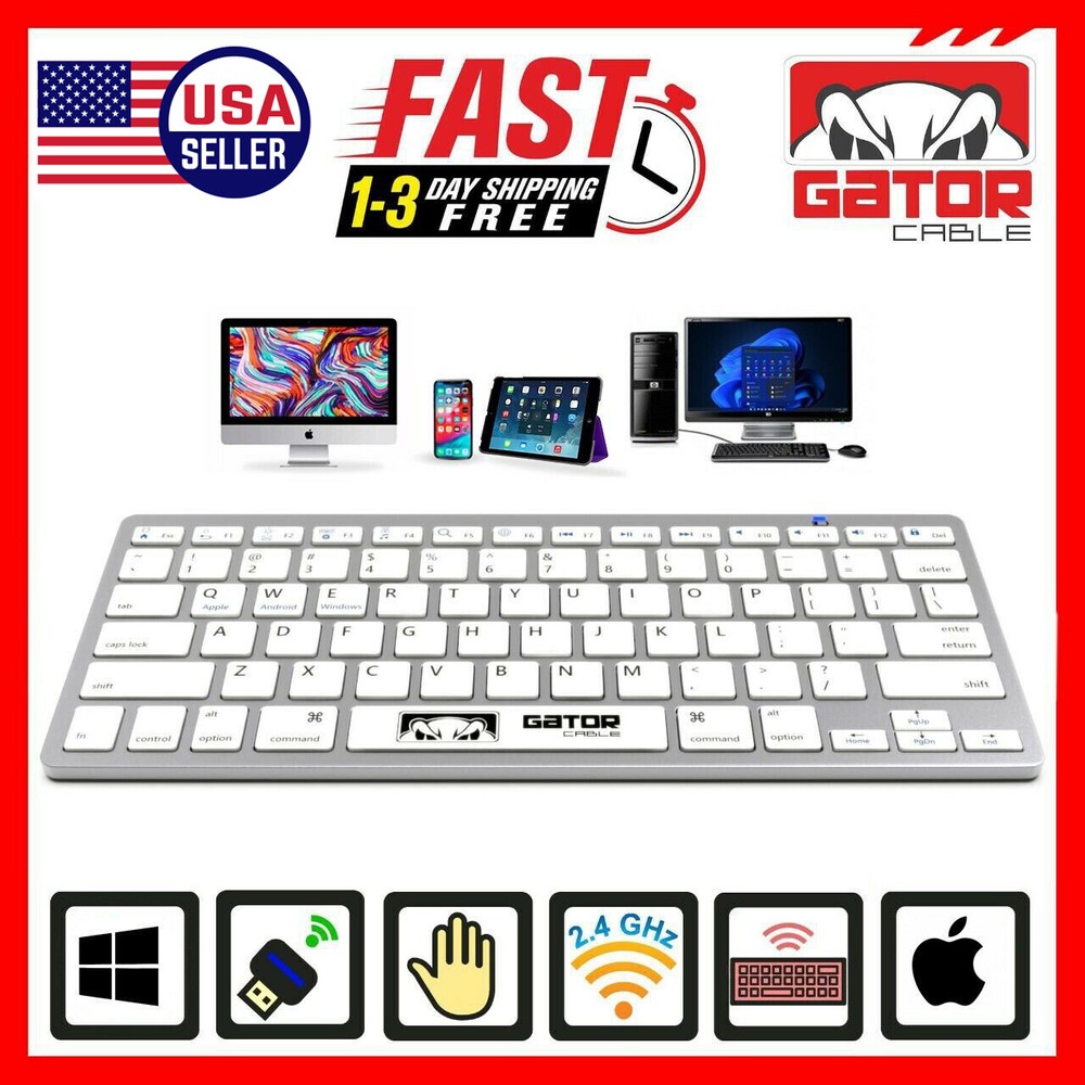 Wireless Bluetooth Keyboard For Windows PC Mac iOS Android iPhone Tablet Slim