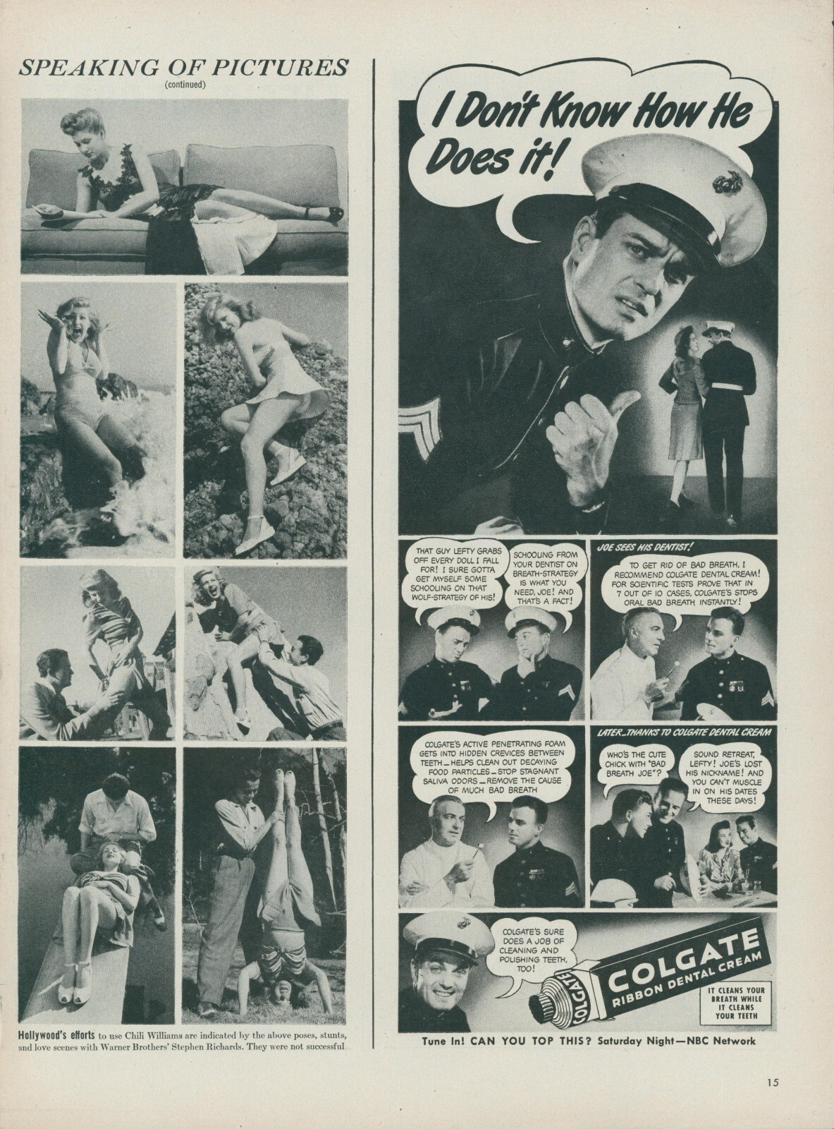 1944 WWII Chili Williams Camouflage Working For Army Pin Up Vtg Print Story L32