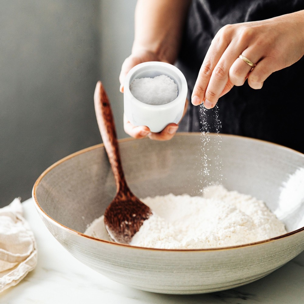 Marble Salt Cellar with Lid, Multi-Purpose Marble Container (White)
