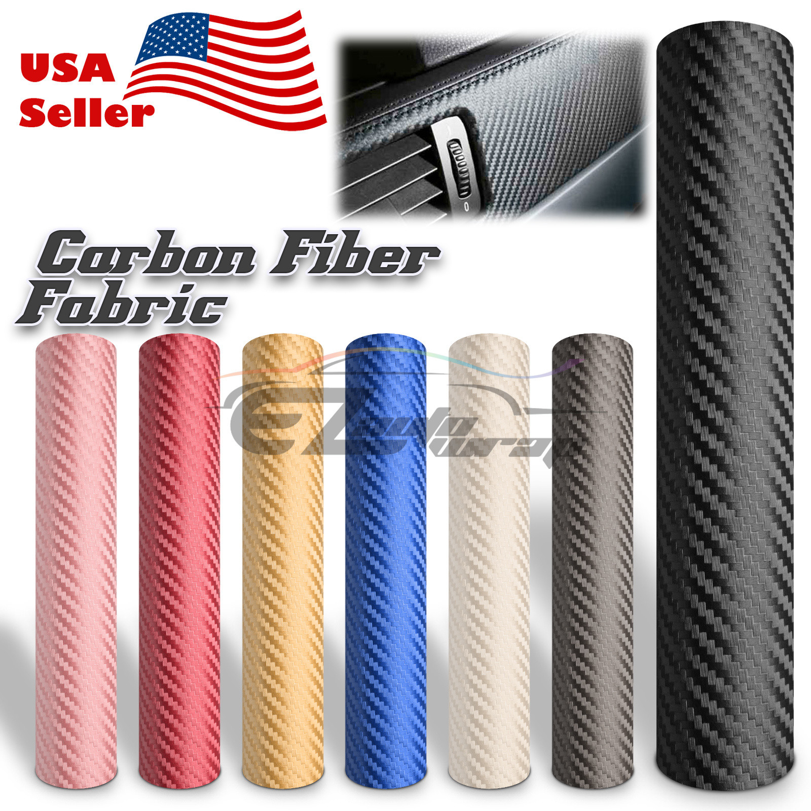 Carbon Fiber Fabric Cloth Marine Vinyl 54" Wide Plain Weave Upholstery Auto