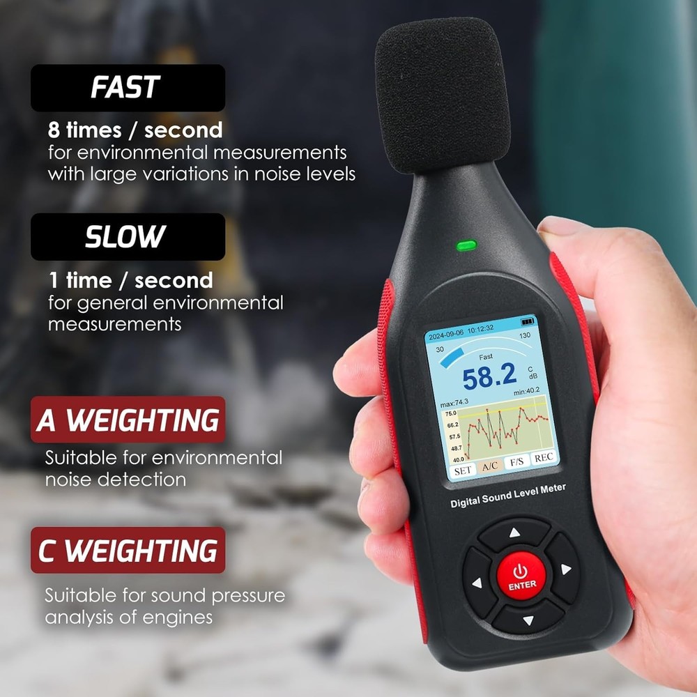 Digital Decibel Meter Data Logger 43K Record USB Excel Export High Accuracy
