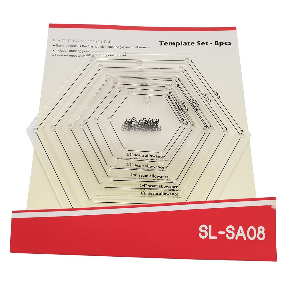 Mini Hexagon Quilting Template Set for Sewing Machine 8pcs per Set