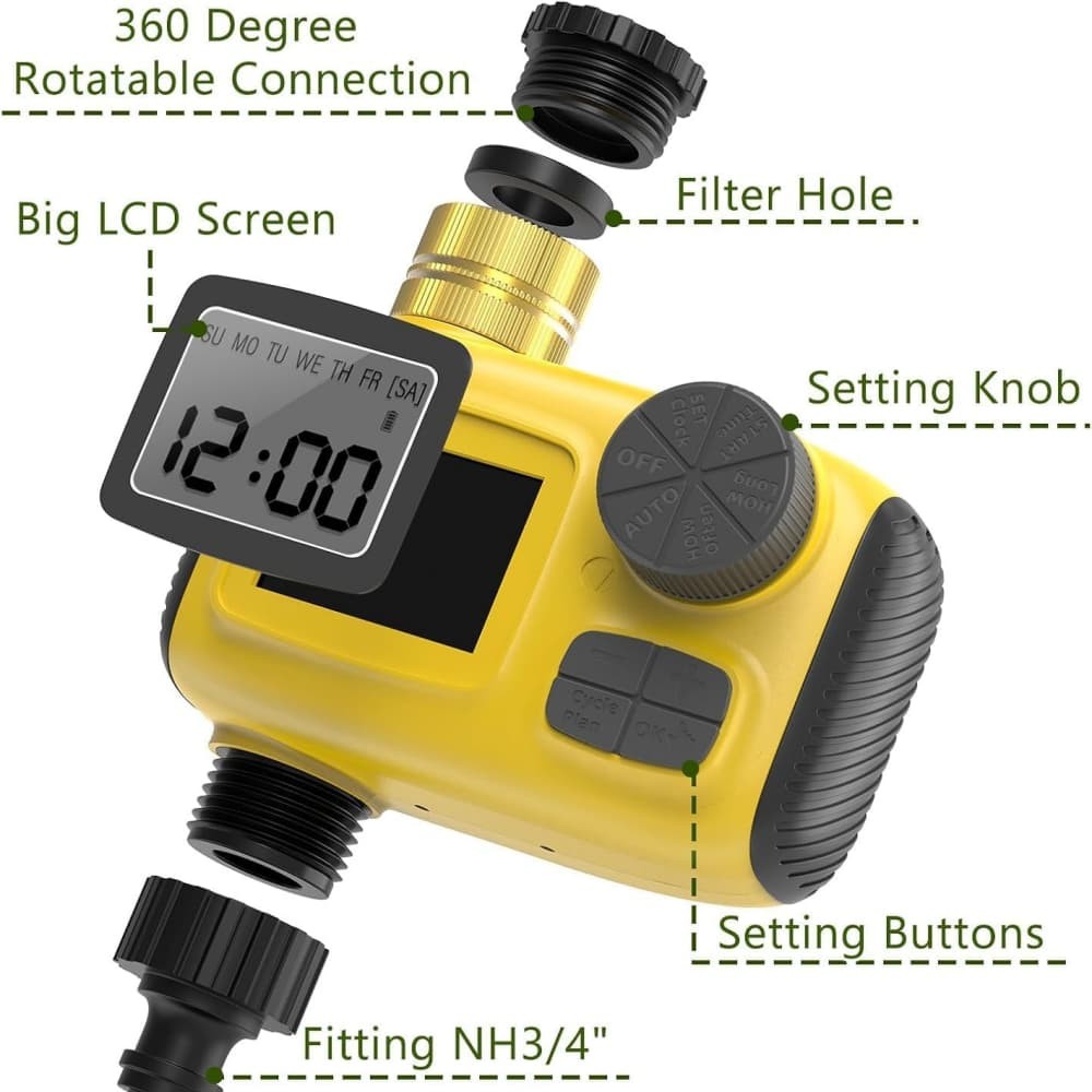 Programmable Water Timer, Sprinkler Timer, Hose Brass Faucet Timer for Garden US
