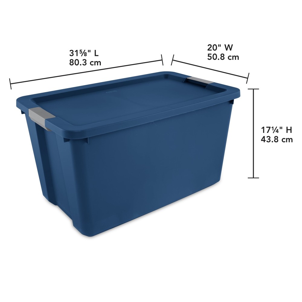 Extra Large Storage Bin, 34 Gallon Plastic Storage Container with Latch Lid,Blue