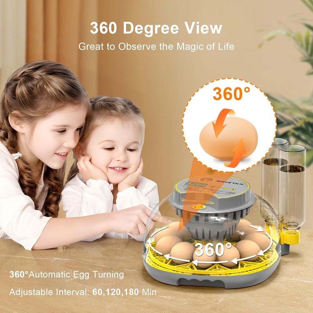LED Egg Incubator with Automatic Turner & External Water Refilling System