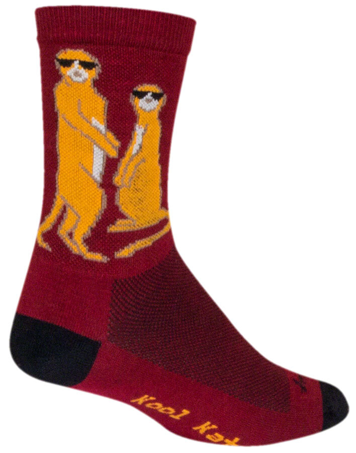 SockGuy Crew Kool Kats Socks - 6 inch, Burgundy, Small/Medium