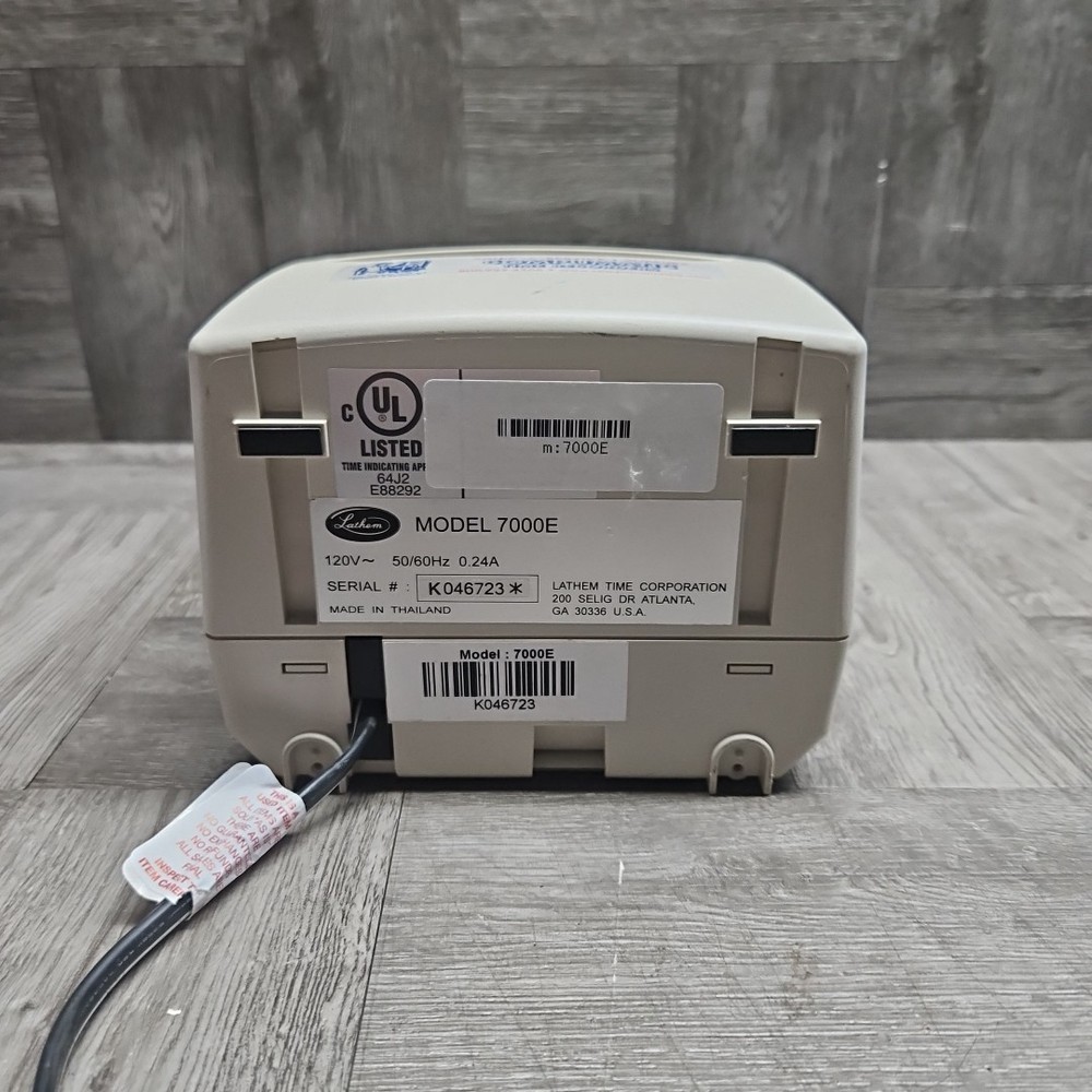 Lathem 7000E Time Clock Working No Key Wall Mount