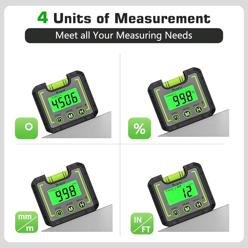 Compact Inclinometer with Backlit Display & Hold Function for Easy Measurements