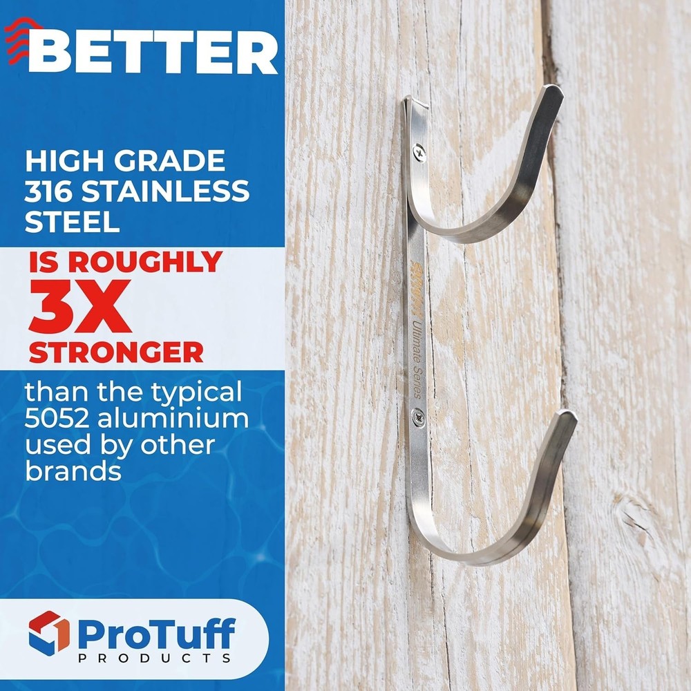 Versatile Pool Pole Hangers - Lifetime , Easy Install - Silver Finish