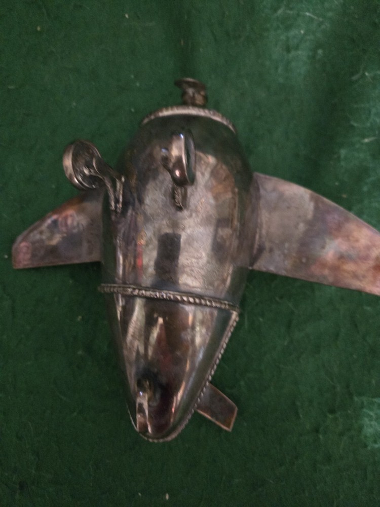 Rare Vintage Silverplate Airplane Teapot