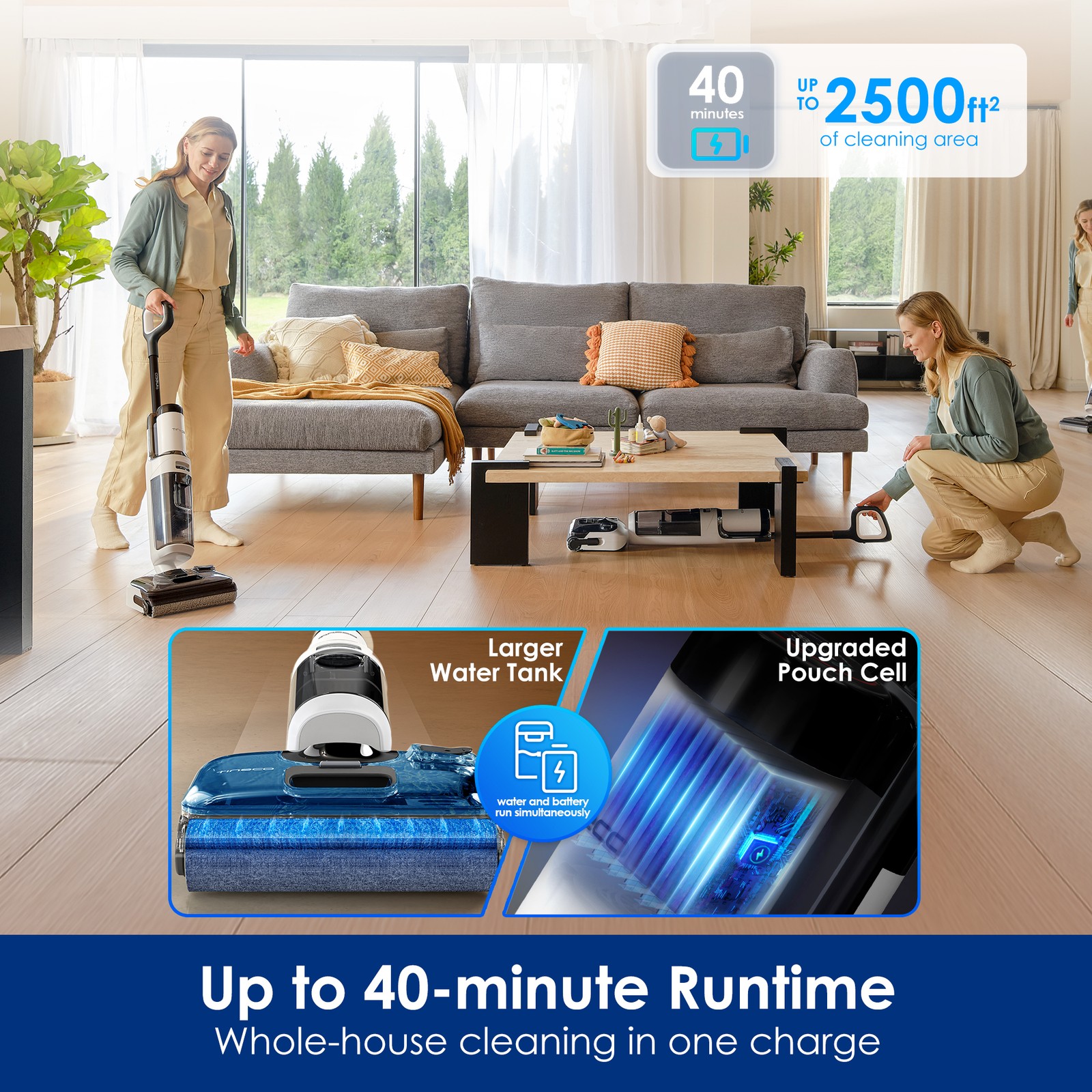 Tineco Floor ONE STRETCH S6 Wet Dry Vacuum Cleaner, 180°Lay-flat