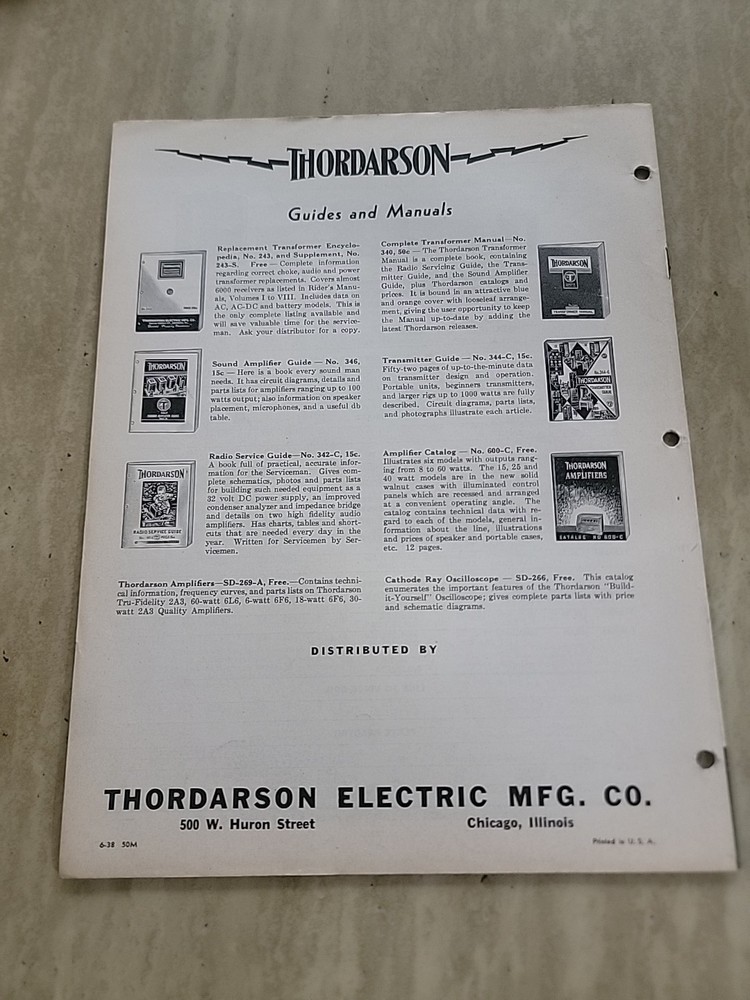 1938 ~ 1939 Thordarson ~ Complete Transformers ~ Catalog 400-C