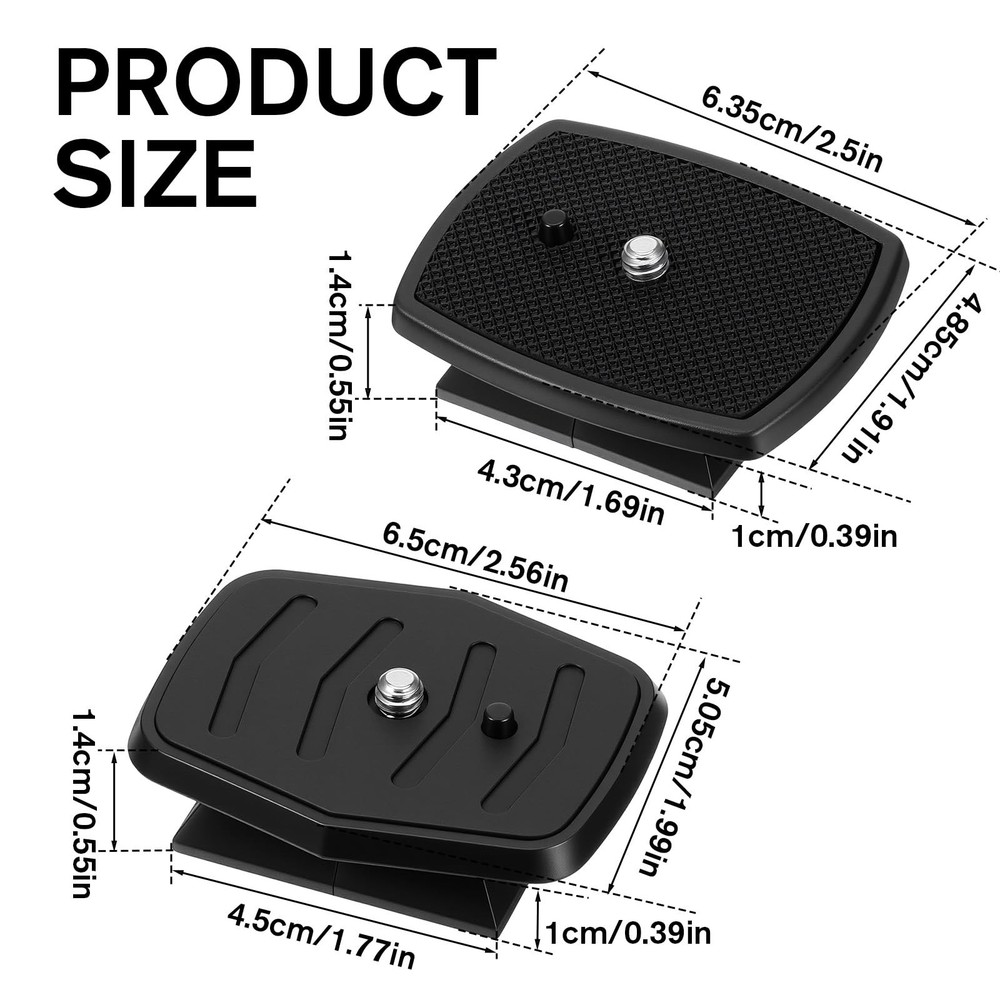 Alrhso Tripod Quick Release Plate Camera Mounting Adapter, 2 Pack 43mm Black