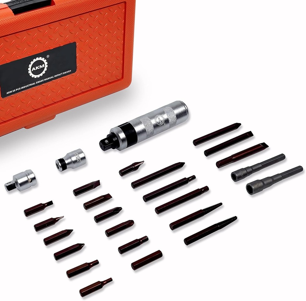 Versatile Manual Reversible Impact Driver with 26 Durable Screwdriver Bits