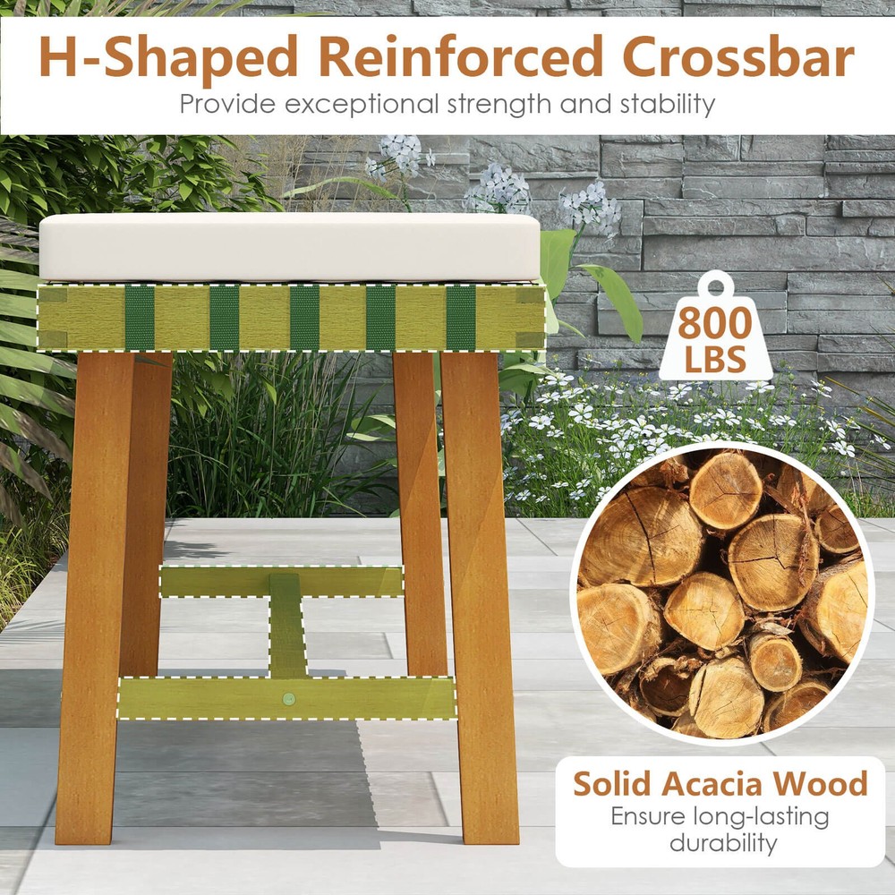 3-Piece Patio Dining Set, Rectangular Table & 2 Benches w/1.97” Umbrella Hole