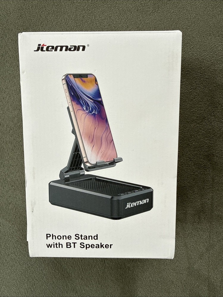 JTEMAN Phone Stand with Bluetooth Speaker Black