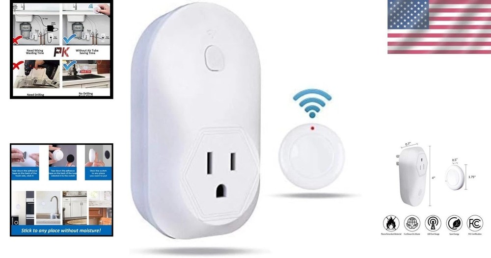 Elegant Wireless Garbage Disposal Switch Kit - No Drilling Required, 100ft Range