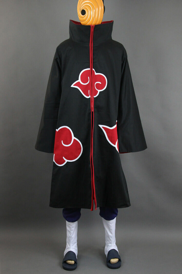 Naruto Akatsuki Tobi Uchiha Obito Robe Cloak Coat + Resin Mask Cosplay Costume