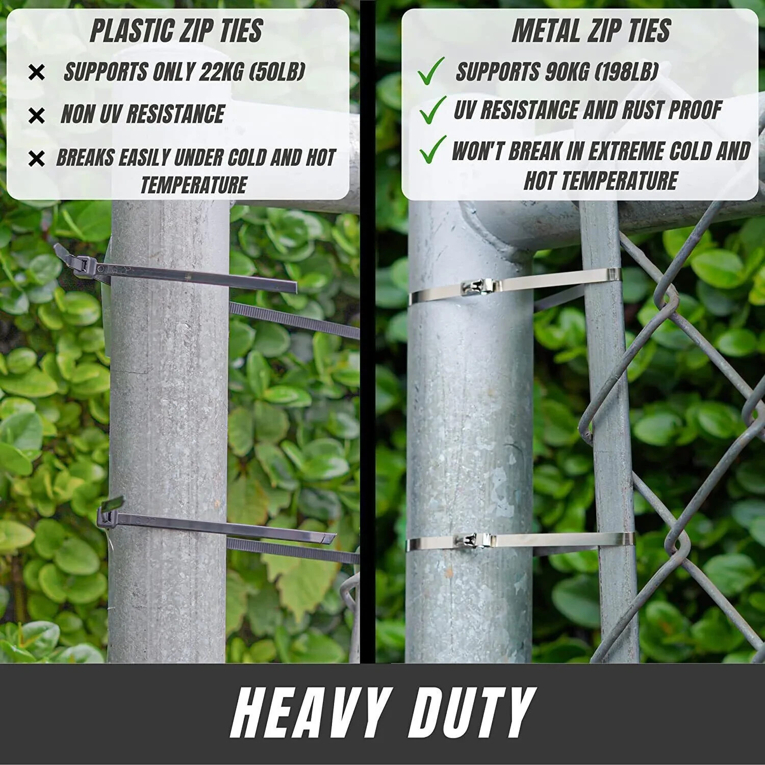 Metal Zip Ties 304 Stainless Steel Heavy Duty Cable 198-400lb 8" 12" 18 24" 36"