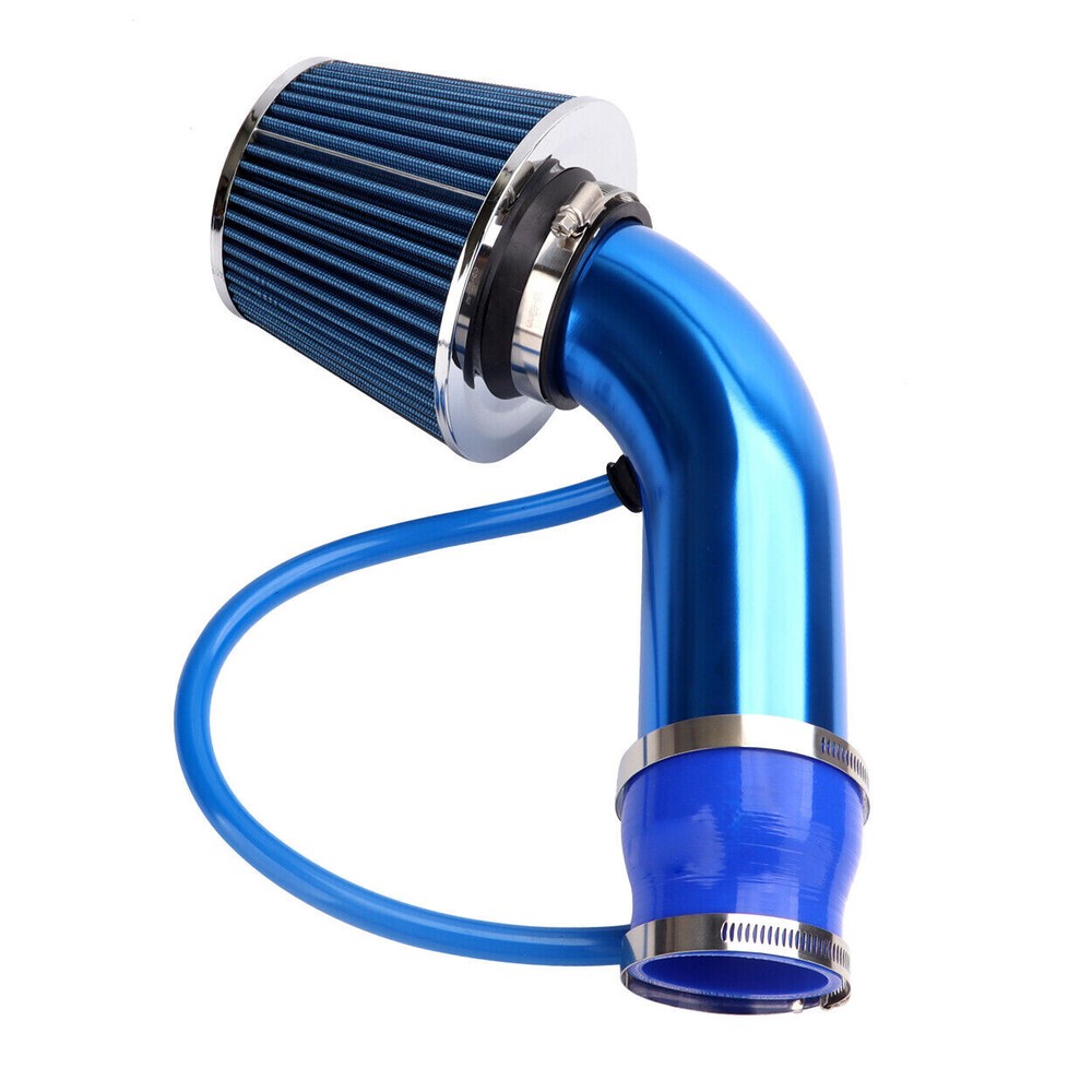 Universal Car Cold Air Intake Filter Induction Pipe Power Flow Hose System Blue