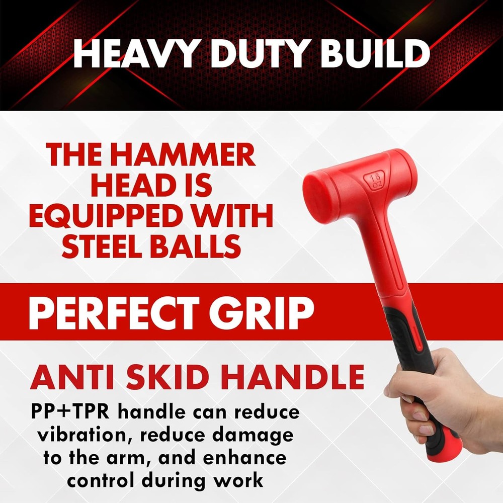 Dead Blow Hammer Set, 3 1-3LB, Red, Black